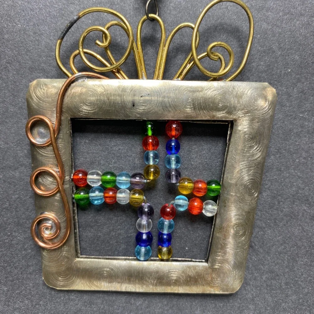 Handcrafted Beaded Gift Box Christmas Ornament Mix‎ Metals Brass Copper Metal